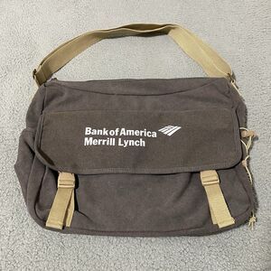 Bank of America Merrill Lynch Messenger Bag Gray Canvas Laptop Employee Office